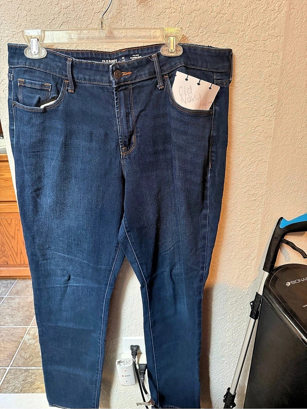 Old Navy Mid-Rise Power Slim Straight Jeans Blue Size 14 Long